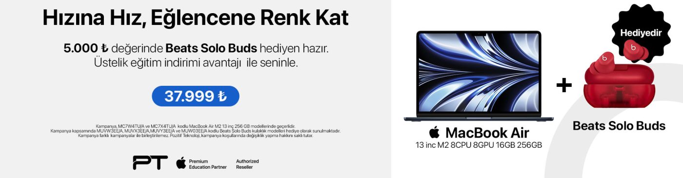MacBook Air M2 Beats Kulaklık Masaüstü Anabanner