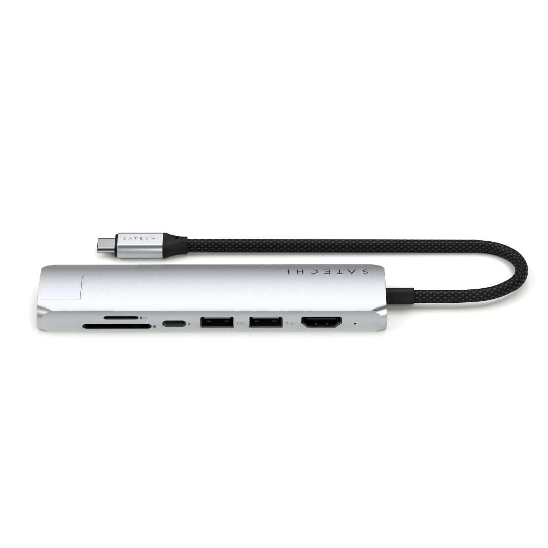 Satechi 7 in 1 USB-C Slim Multiport Adaptör Ethernet Gümüş ST-P7SS Portlar