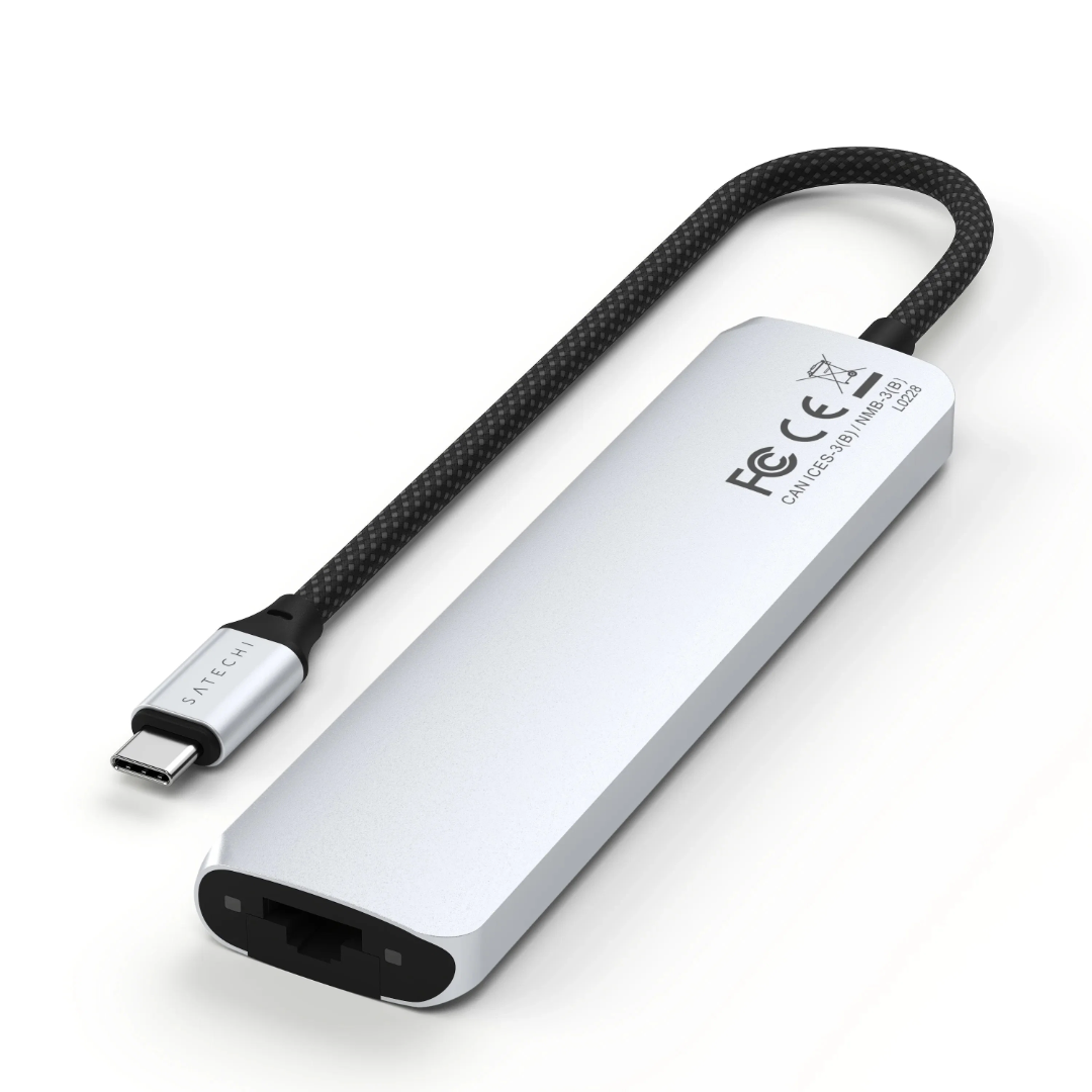Satechi 7 in 1 USB-C Slim Multiport Adaptör Ethernet Gümüş ST-P7SS Kablo