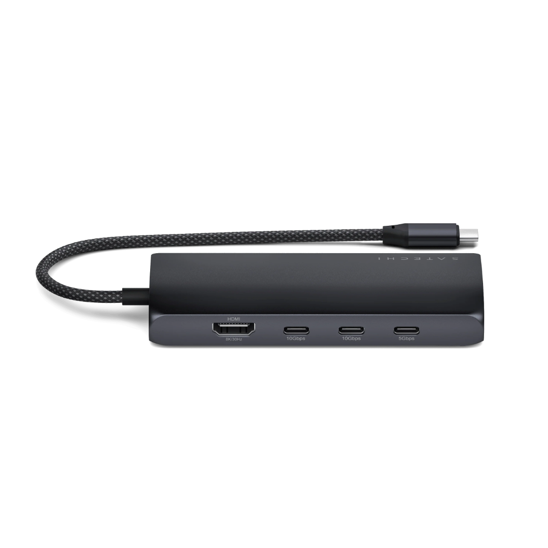 Satechi USB-C MultiPort Adaptör 8K Ethernet V3 Gece Yarısı ST-P8KED Portlar
