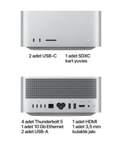 Mac Studio M5 Max 18CPU 32GPU 36GB 512GB SSD MHL64TU/A 11 Mac Studio M5 Max Bağlantı