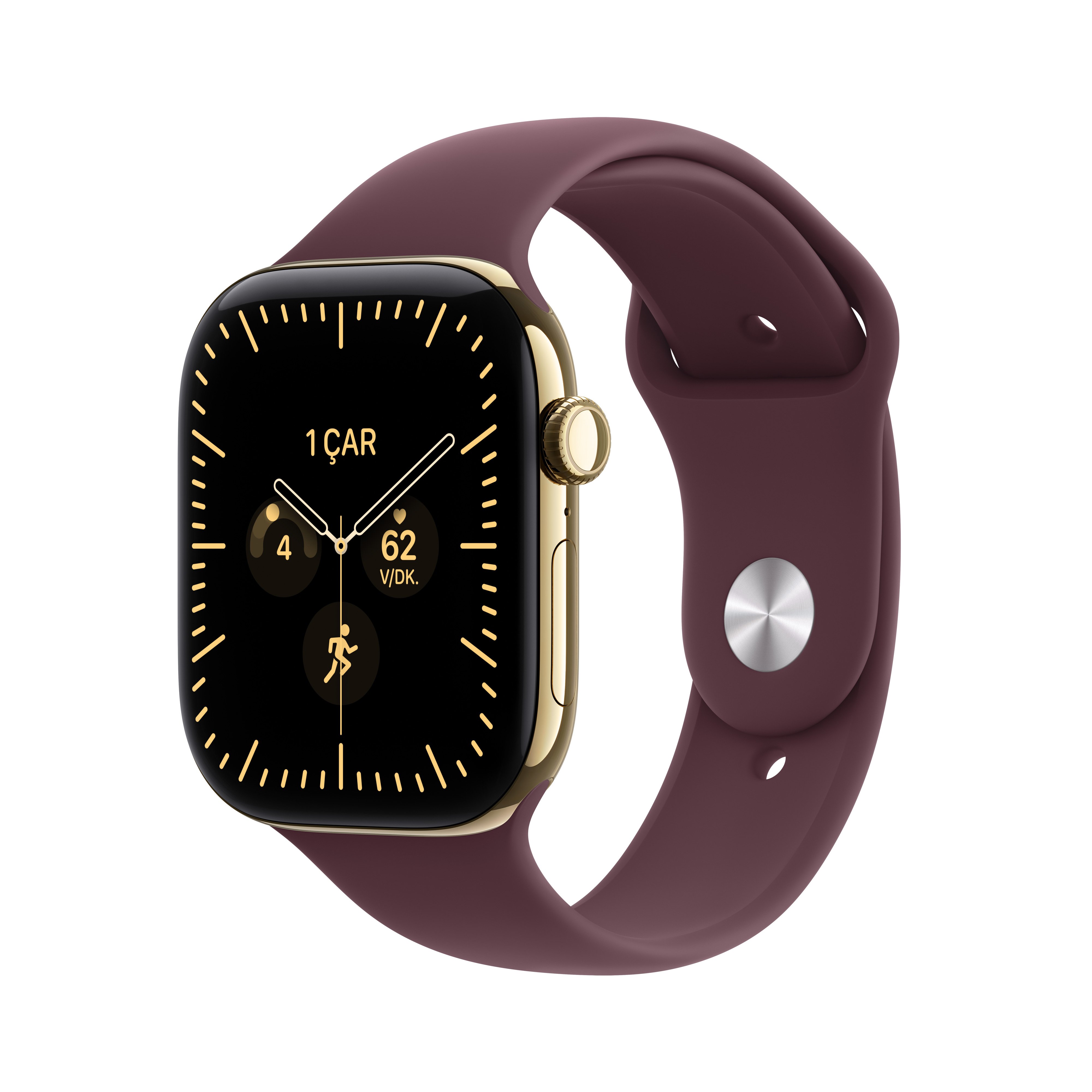 Apple Watch Series 12 GPS + Cellular 42mm Parlak Altın Rengi Titanyum Kasa Burgonya Spor Kordon M/L MJGK4TU/A