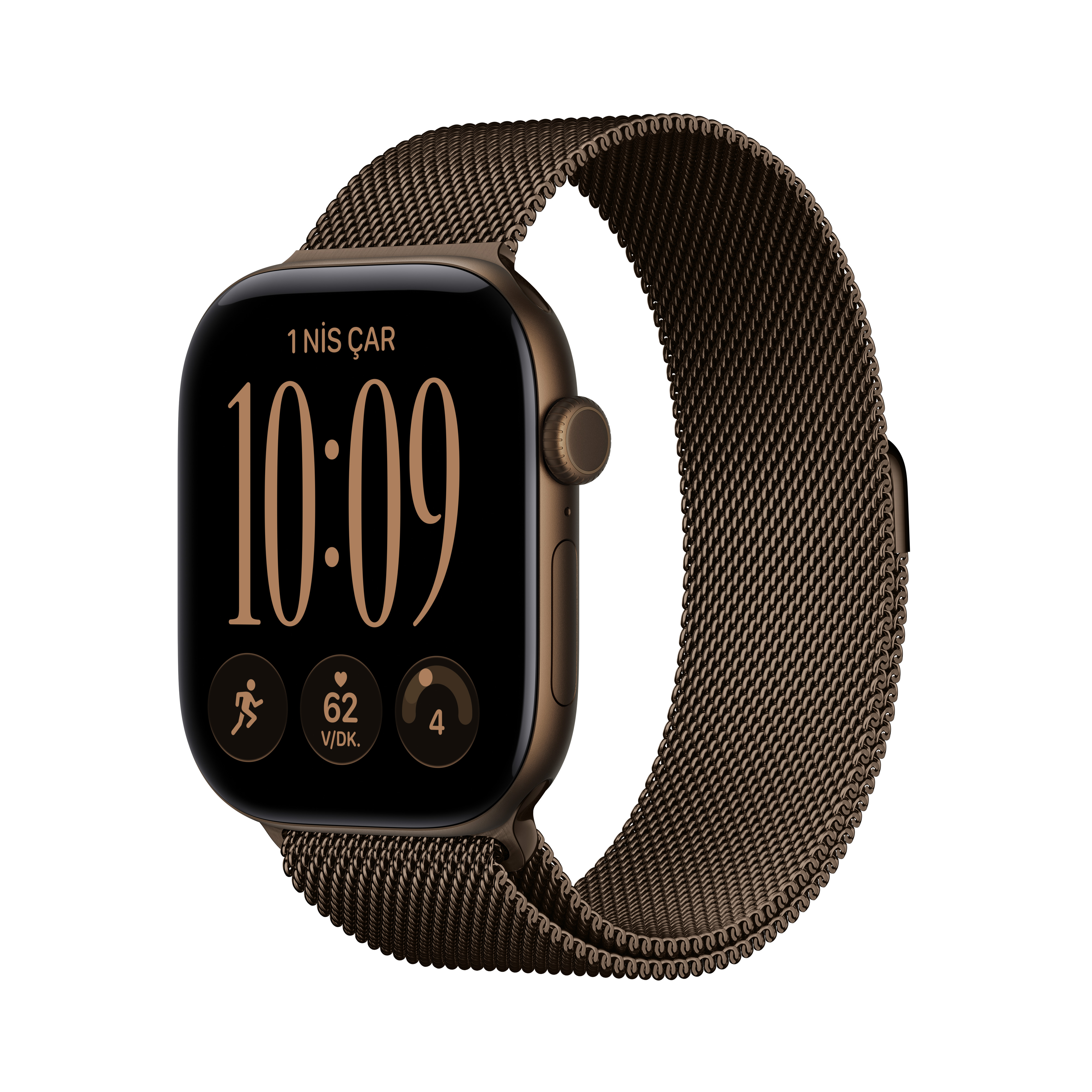 Apple Watch Series 12 GPS 46mm Koyu Bronz Alüminyum Kasa Koyu Bronz Milano Loop M/L MKD84TU/A