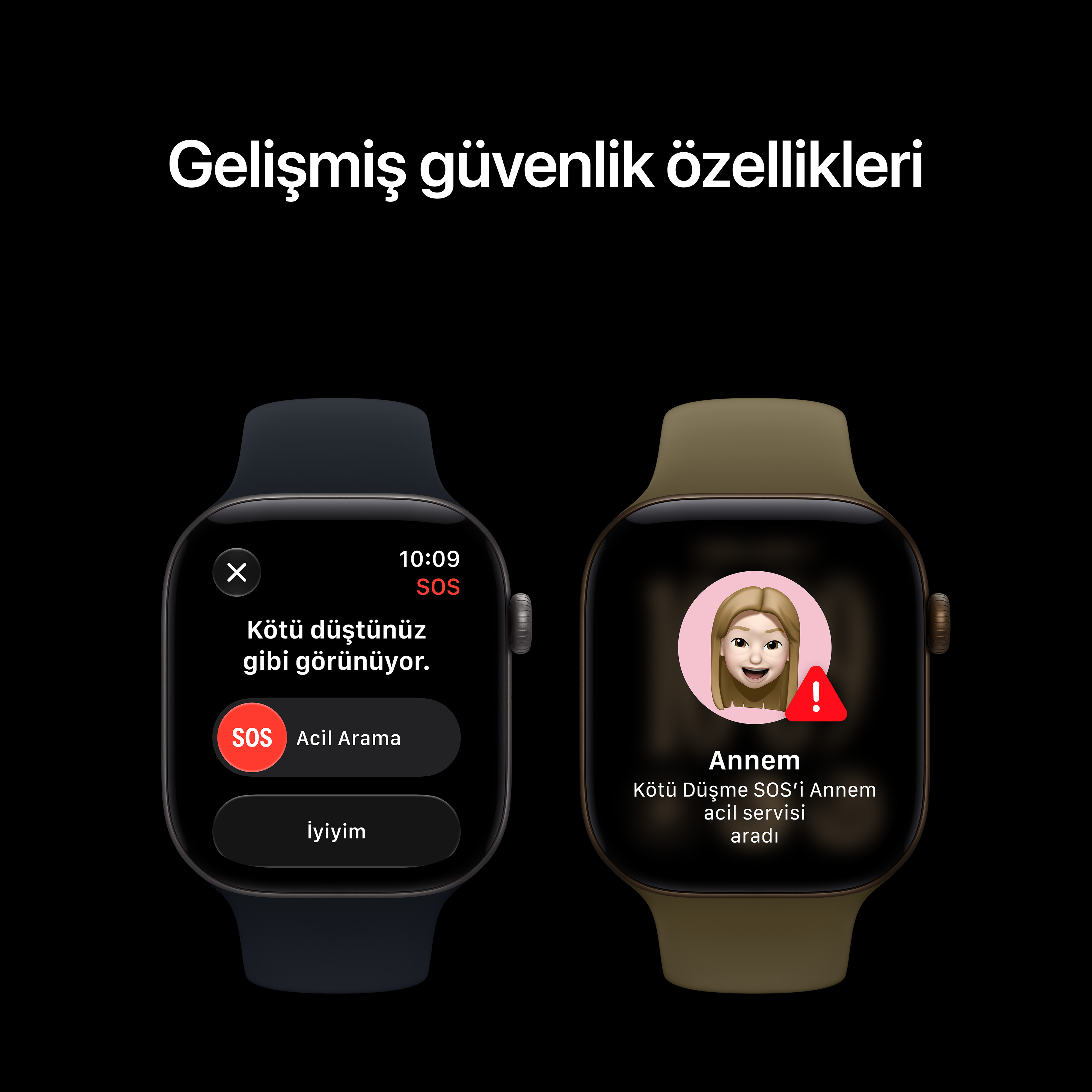 Apple Watch Series 12 Siyah Alüminyum Kasa Siyah Spor Kordon Güvenlik