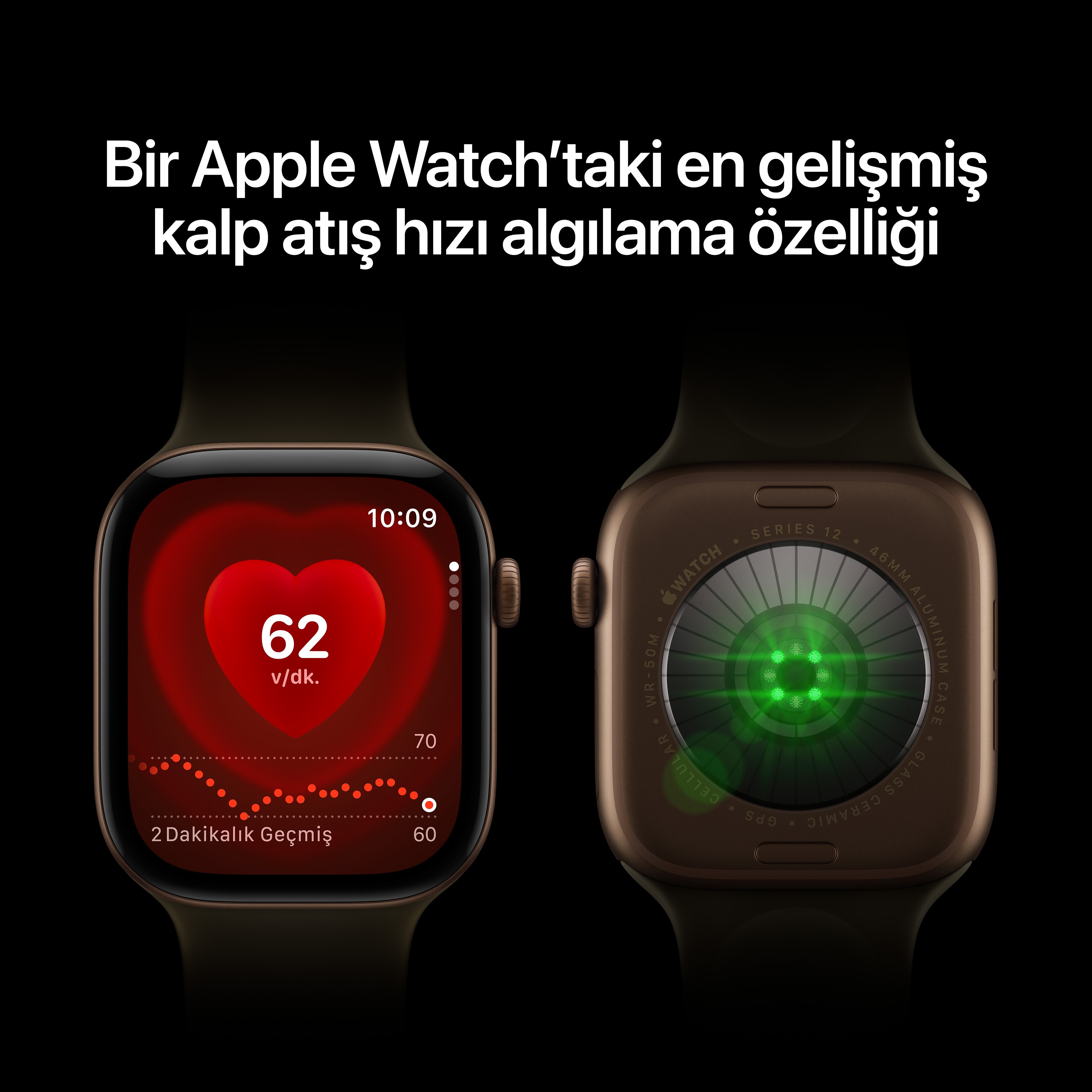 Apple Watch Series 12 GPS + Cellular Koyu Bronz Alüminyum Kasa Koyu Bronz Milano Loop Kalp Atış Hızı