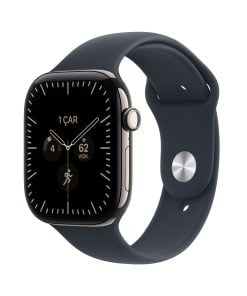 Apple Watch Series 12 Natürel Titanyum Kasa Lacivert Spor Kordon