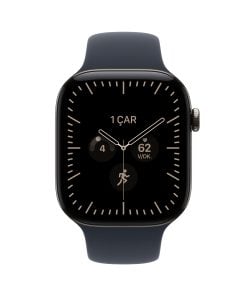 Apple Watch Series 12 Natürel Titanyum Kasa Lacivert Spor Kordon Ekran