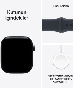 Apple Watch Series 12 GPS + Cellular Metalik Mavi Seramik Kasa Lacivert Spor Kordon Kutu İçeriği