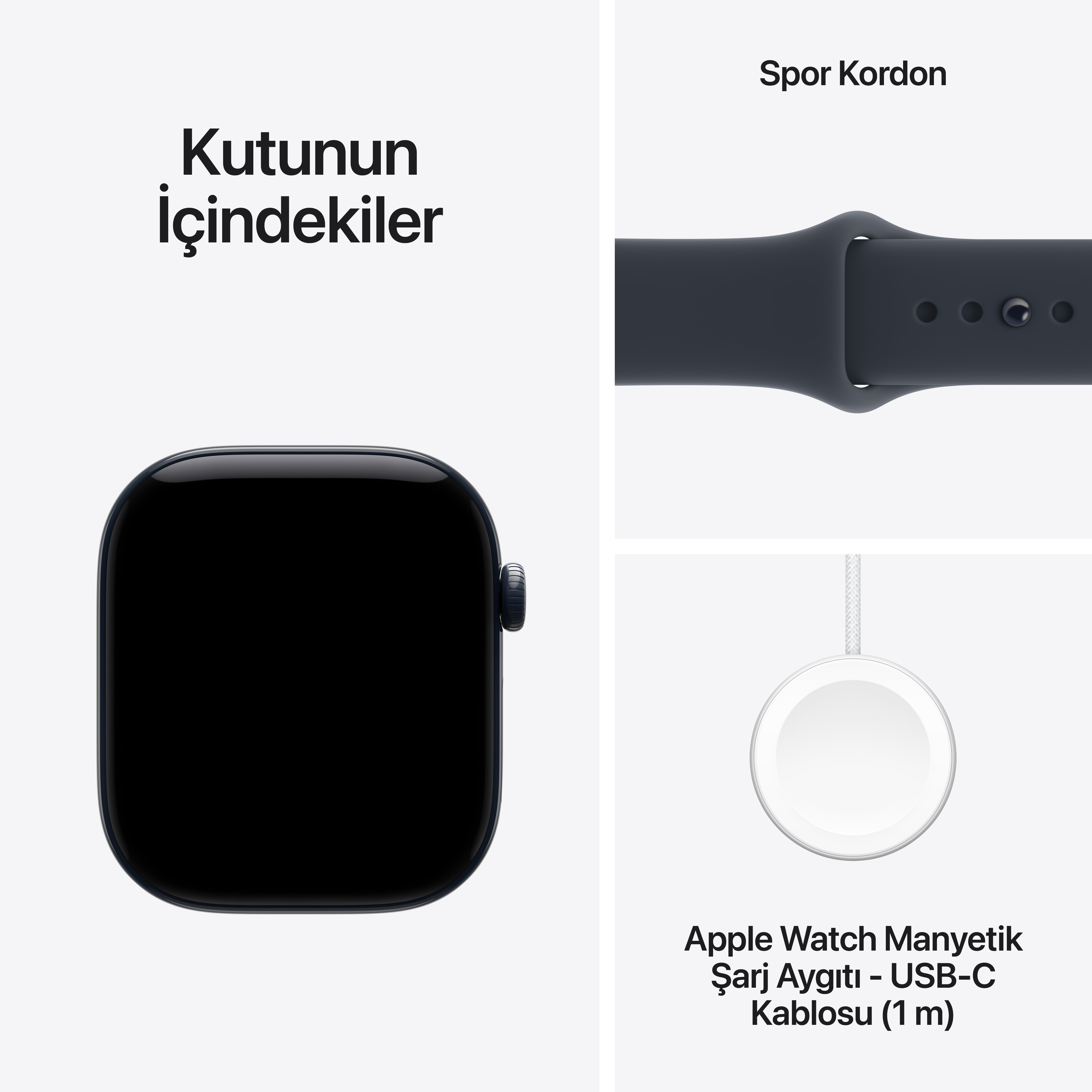 Apple Watch Series 12 GPS + Cellular Metalik Mavi Seramik Kasa Lacivert Spor Kordon Kutu İçeriği