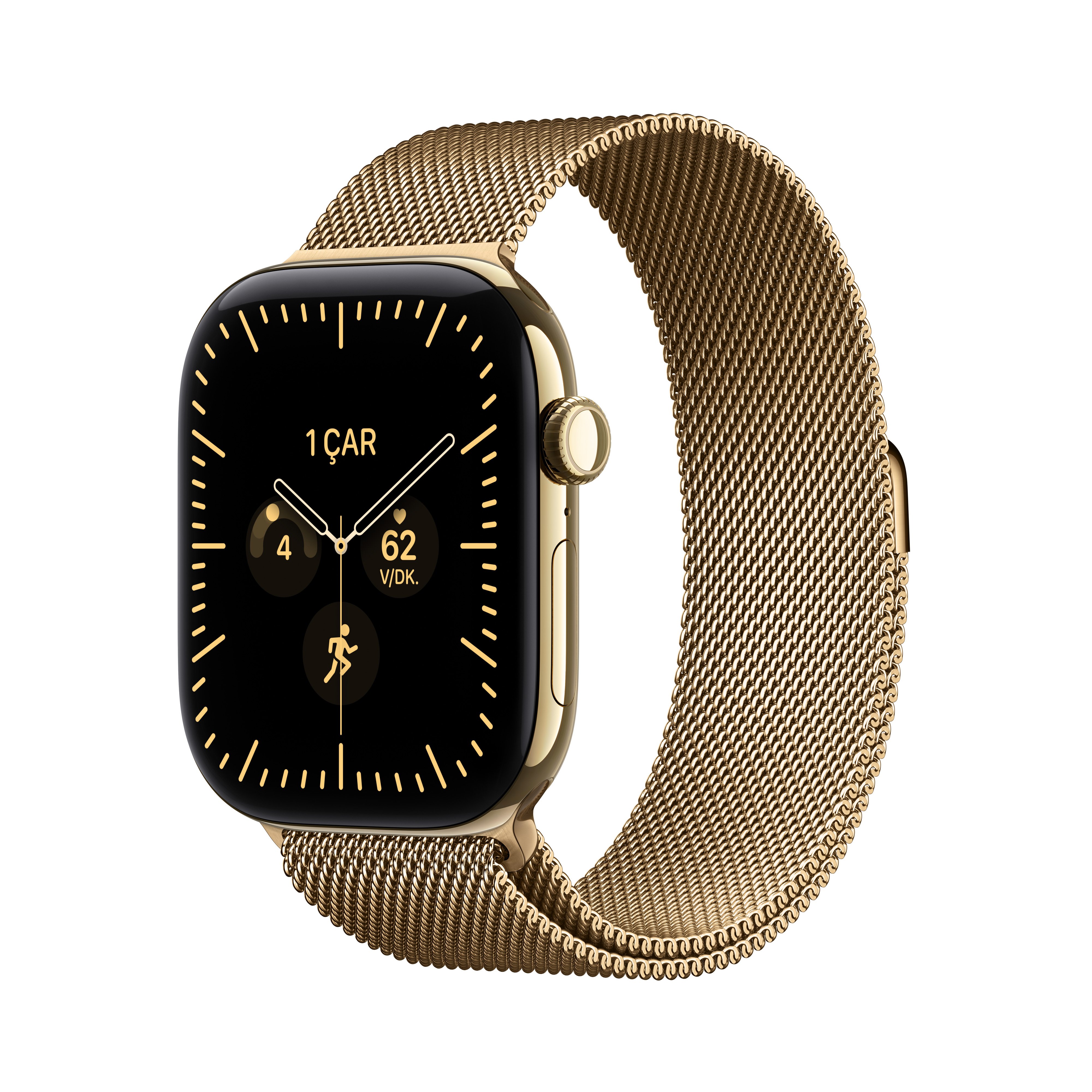 Apple Watch Series 12 Parlak Altın Rengi Titanyum Kasa Parlak Altın Rengi Milano Loop