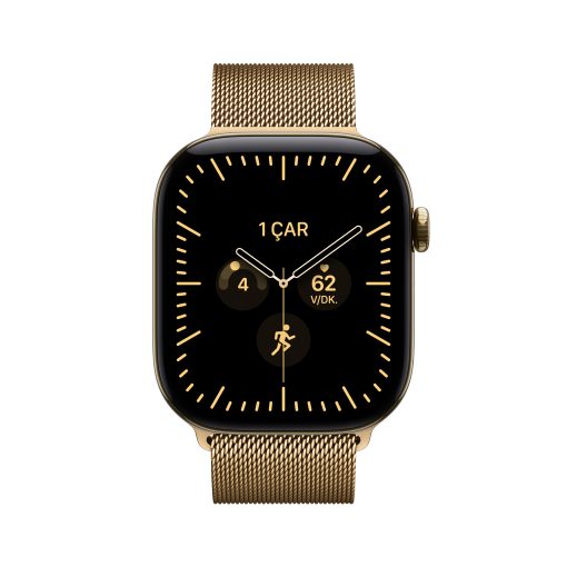 Apple Watch Series 12 Parlak Altın Rengi Titanyum Kasa Parlak Altın Rengi Milano Loop Ekran