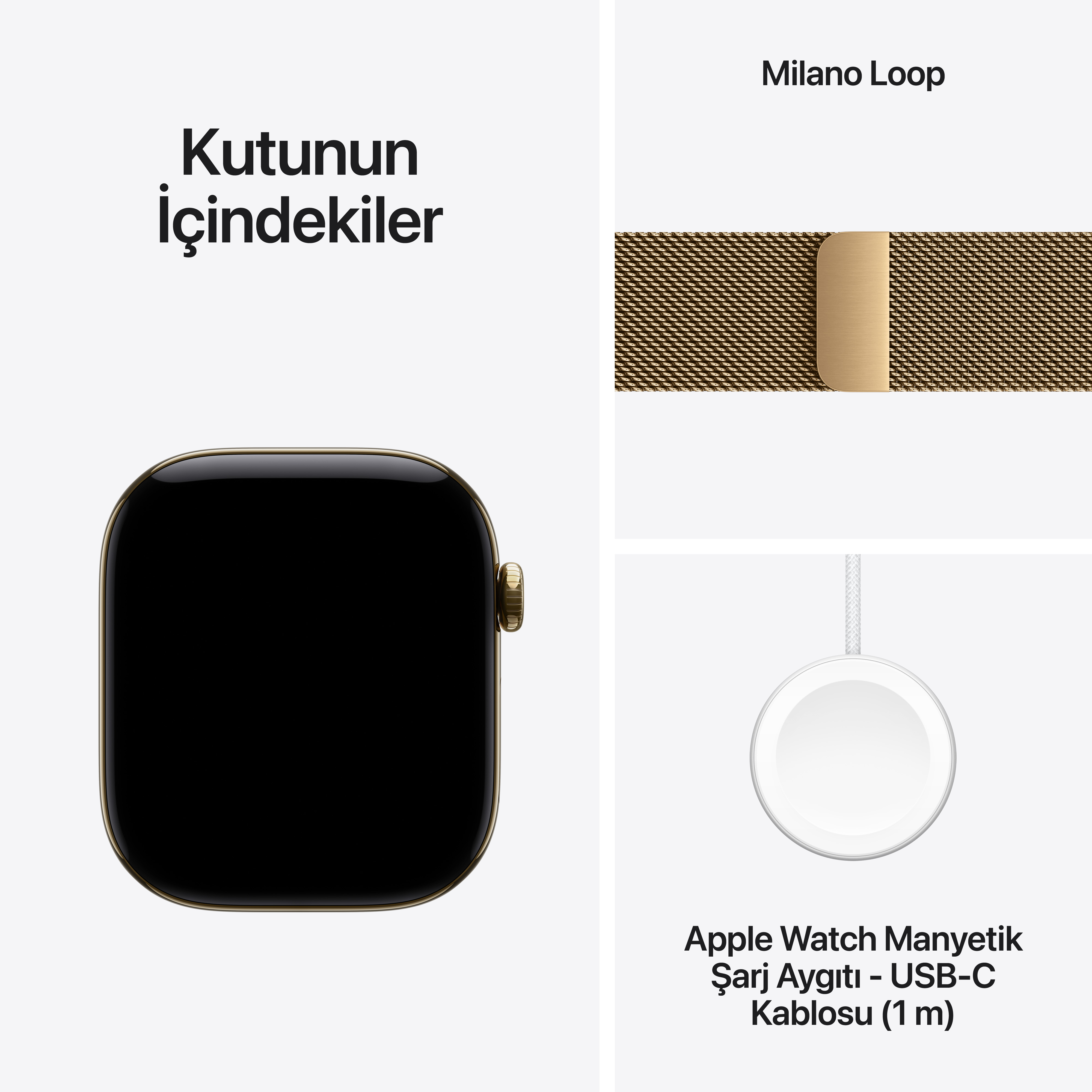 Apple Watch Series 12 GPS + Cellular 42mm Parlak Altın Rengi Titanyum Kasa Parlak Altın Rengi Milano Loop MJGL4TU/A