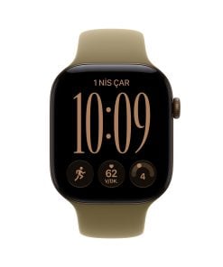 Apple Watch Series 12 Koyu Bronz Alüminyum Kasa Klasik Zeytin Yeşili Spor Kordon Ekran