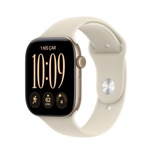 Apple Watch Series 12 Uçuk Altın Rengi Alüminyum Kasa Kum Beji Spor Kordon