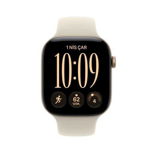 Apple Watch Series 12 Uçuk Altın Rengi Alüminyum Kasa Kum Beji Spor Kordon Ekran
