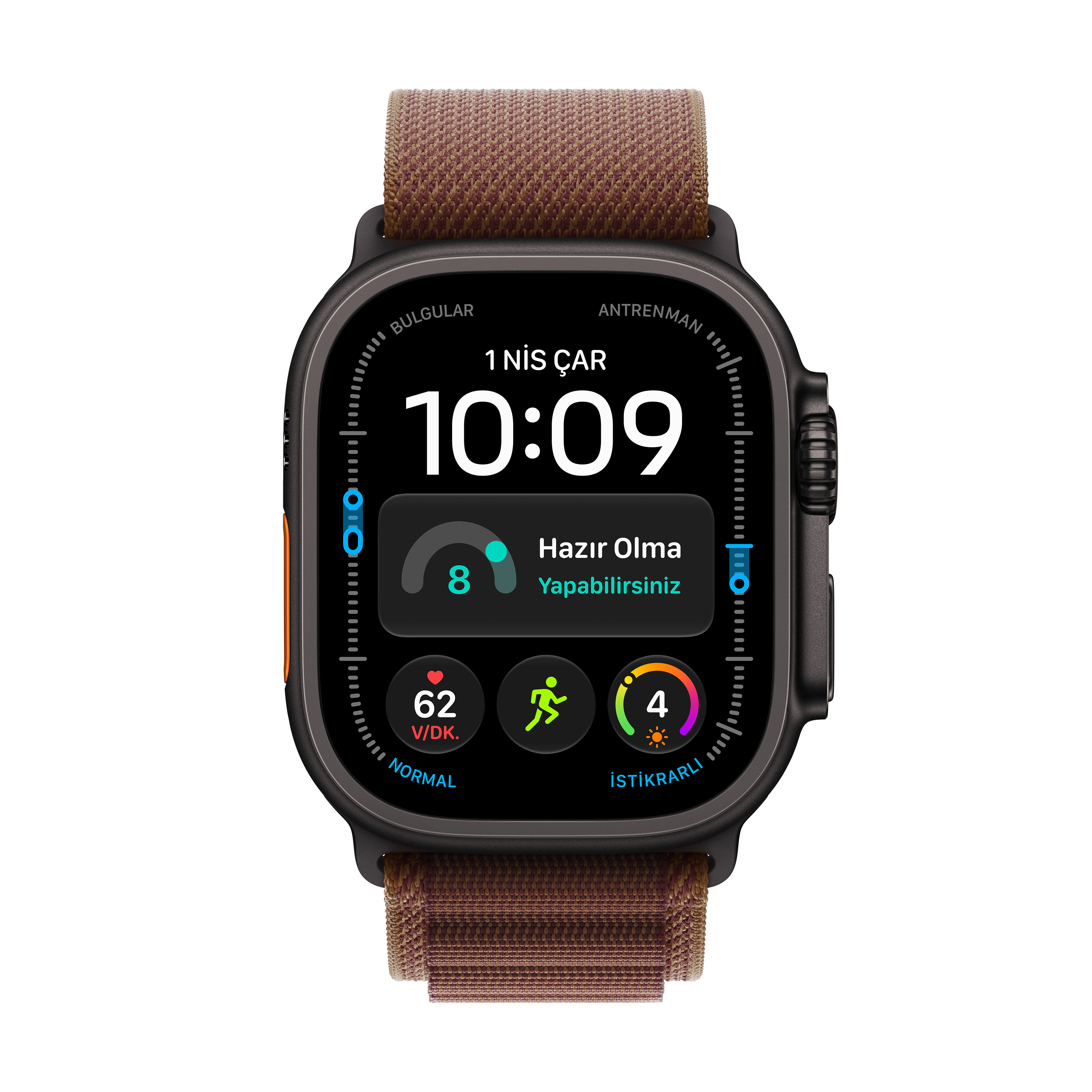 Apple Watch Ultra 4 GPS + Cellular 49mm Siyah Titanyum Kasa Burgonya Alpine Loop Ekran