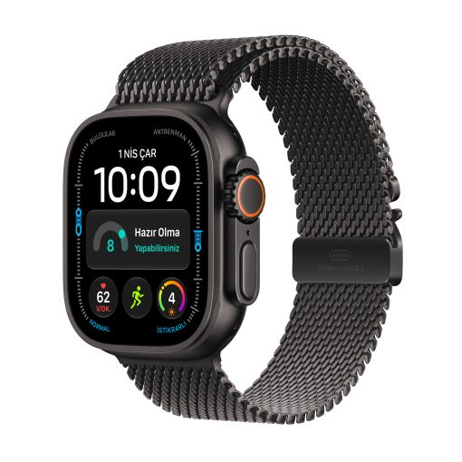 Apple Watch Ultra 4 GPS + Cellular 49mm Siyah Titanyum Kasa Siyah Titanyum Milano Loop