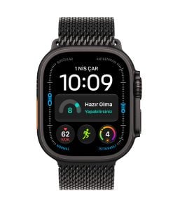 Apple Watch Ultra 4 GPS + Cellular 49mm Siyah Titanyum Kasa Siyah Titanyum Milano Loop Ekran