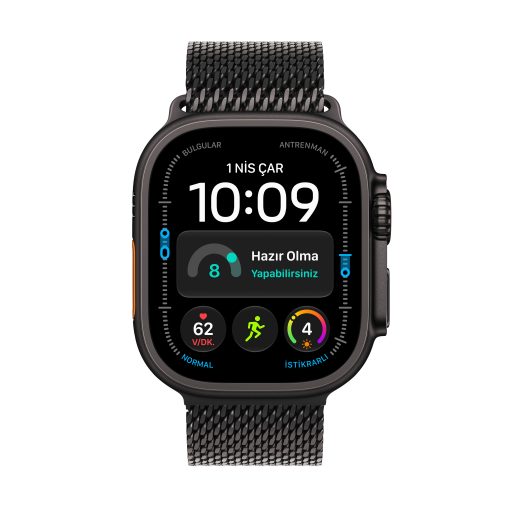 Apple Watch Ultra 4 GPS + Cellular 49mm Siyah Titanyum Kasa Siyah Titanyum Milano Loop Ekran