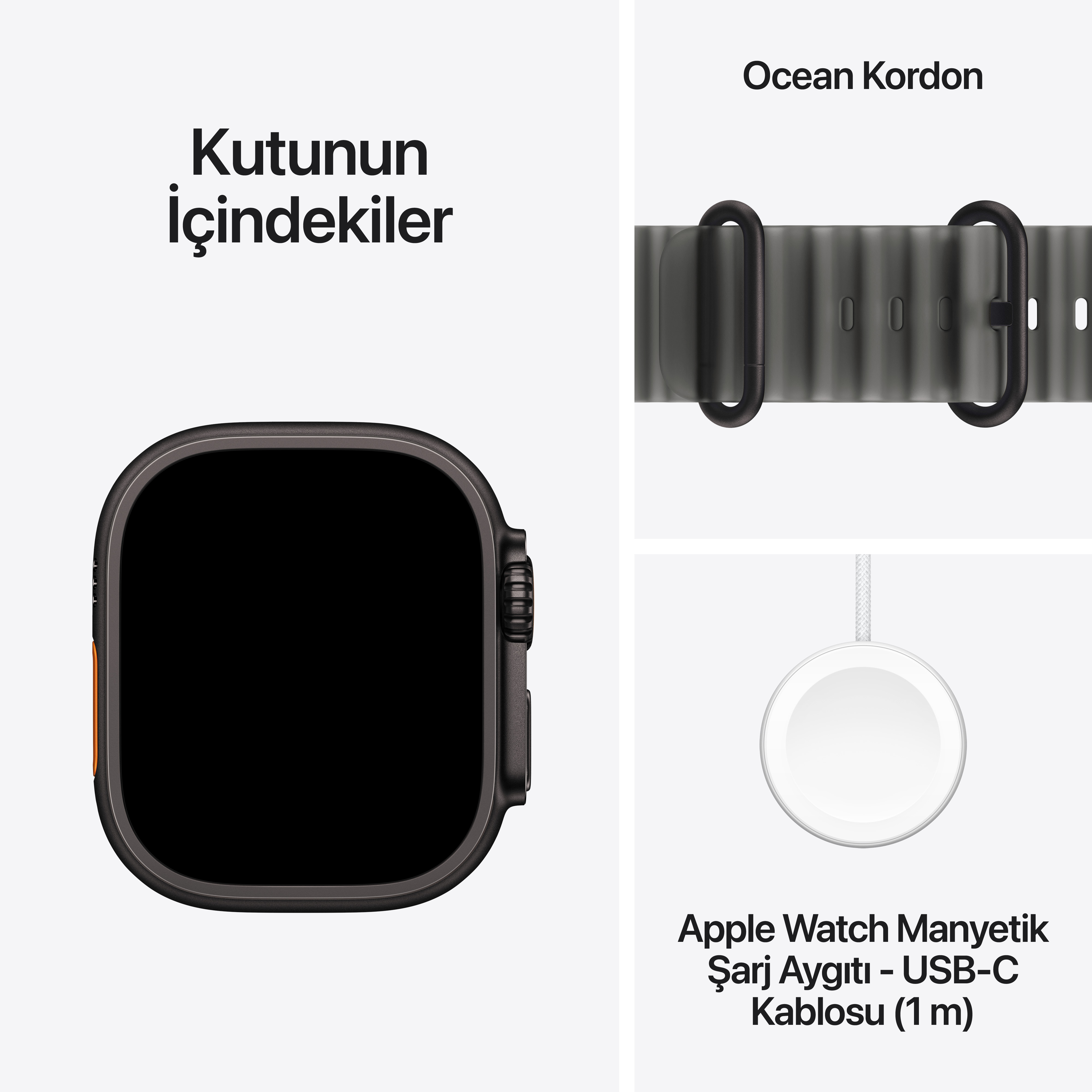 Apple Watch Ultra 4 GPS + Cellular 49mm Siyah Titanyum Kasa Buzlu Siyah Ocean Kordon MJAY4TU/A