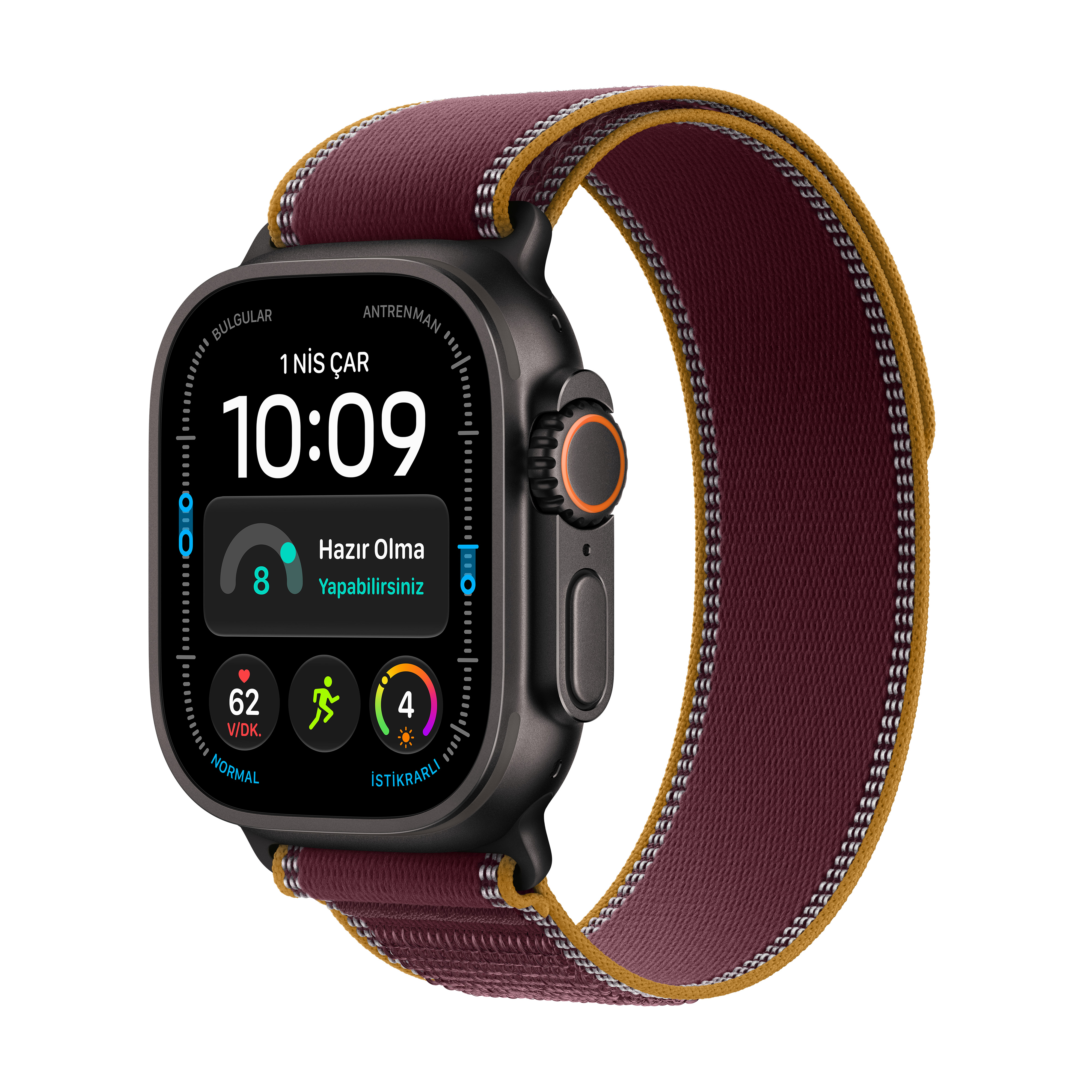 Apple Watch Ultra 4 GPS + Cellular 49mm Siyah Titanyum Kasa Burgonya Trail Loop M/L MJC44TU/A