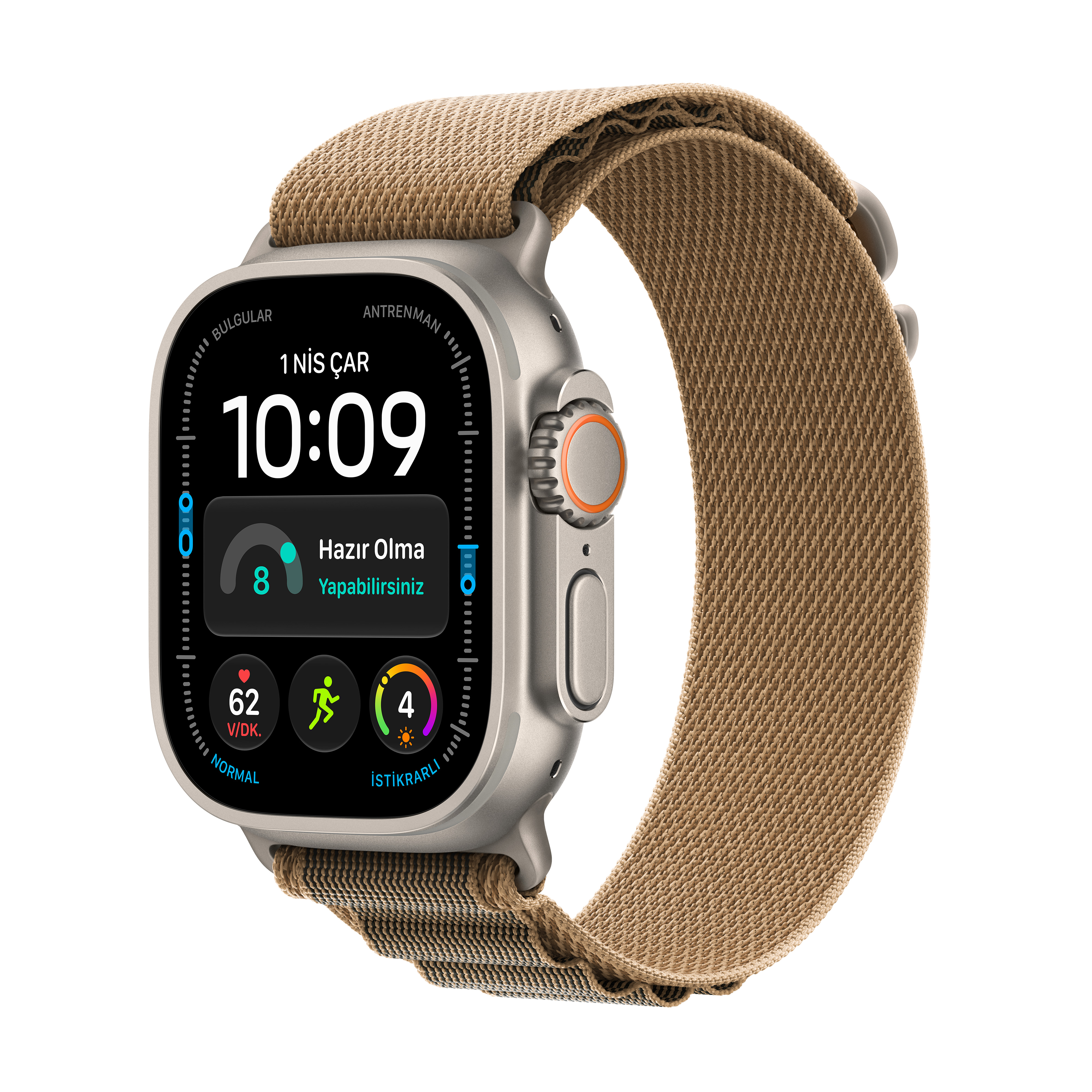 Apple Watch Ultra 4 GPS + Cellular 49mm Natürel Titanyum Kasa Çöl Rengi Alpine Loop L MJAG4TU/A