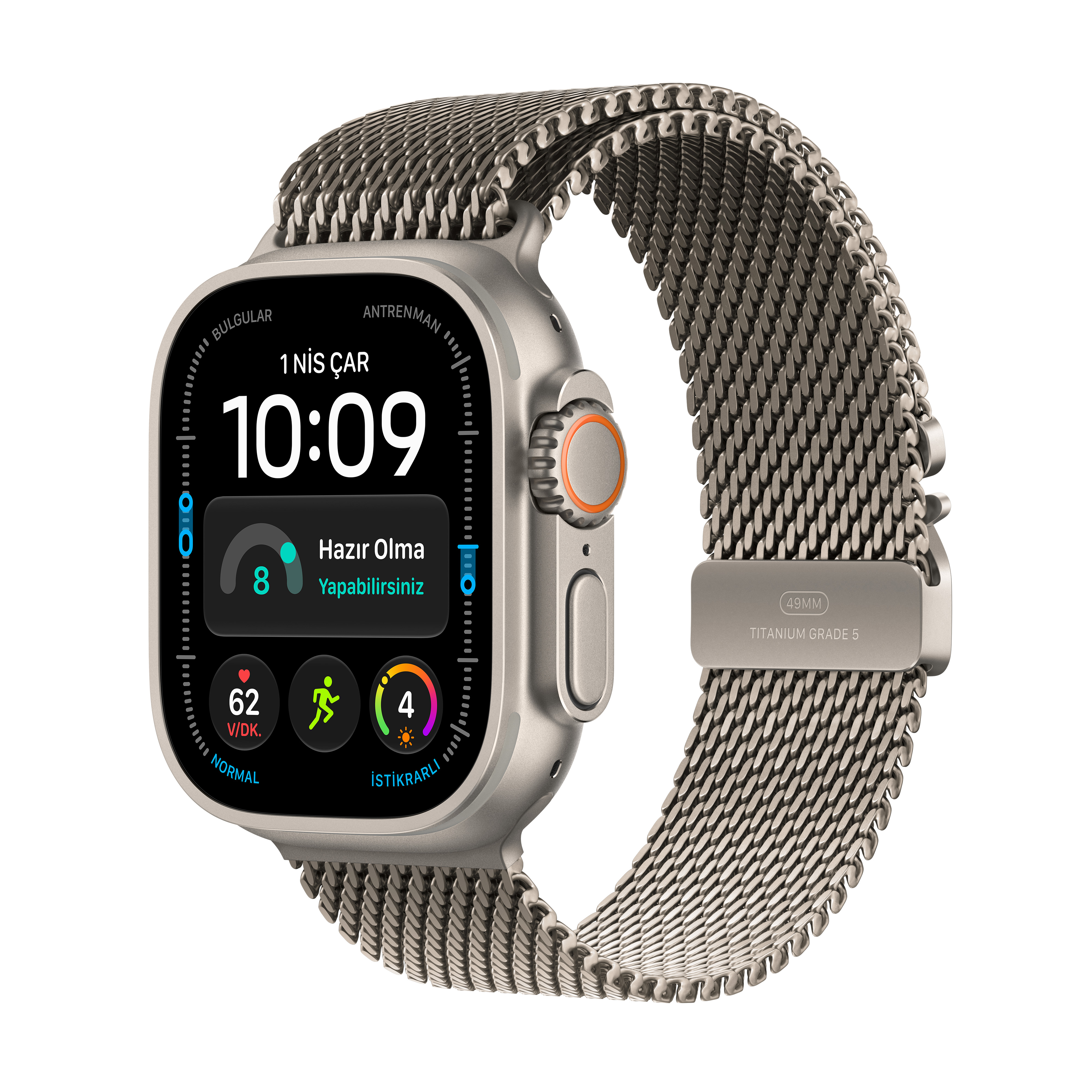 Apple Watch Ultra 4 GPS + Cellular 49mm Natürel Titanyum Kasa Natürel Titanyum Milano Loop M