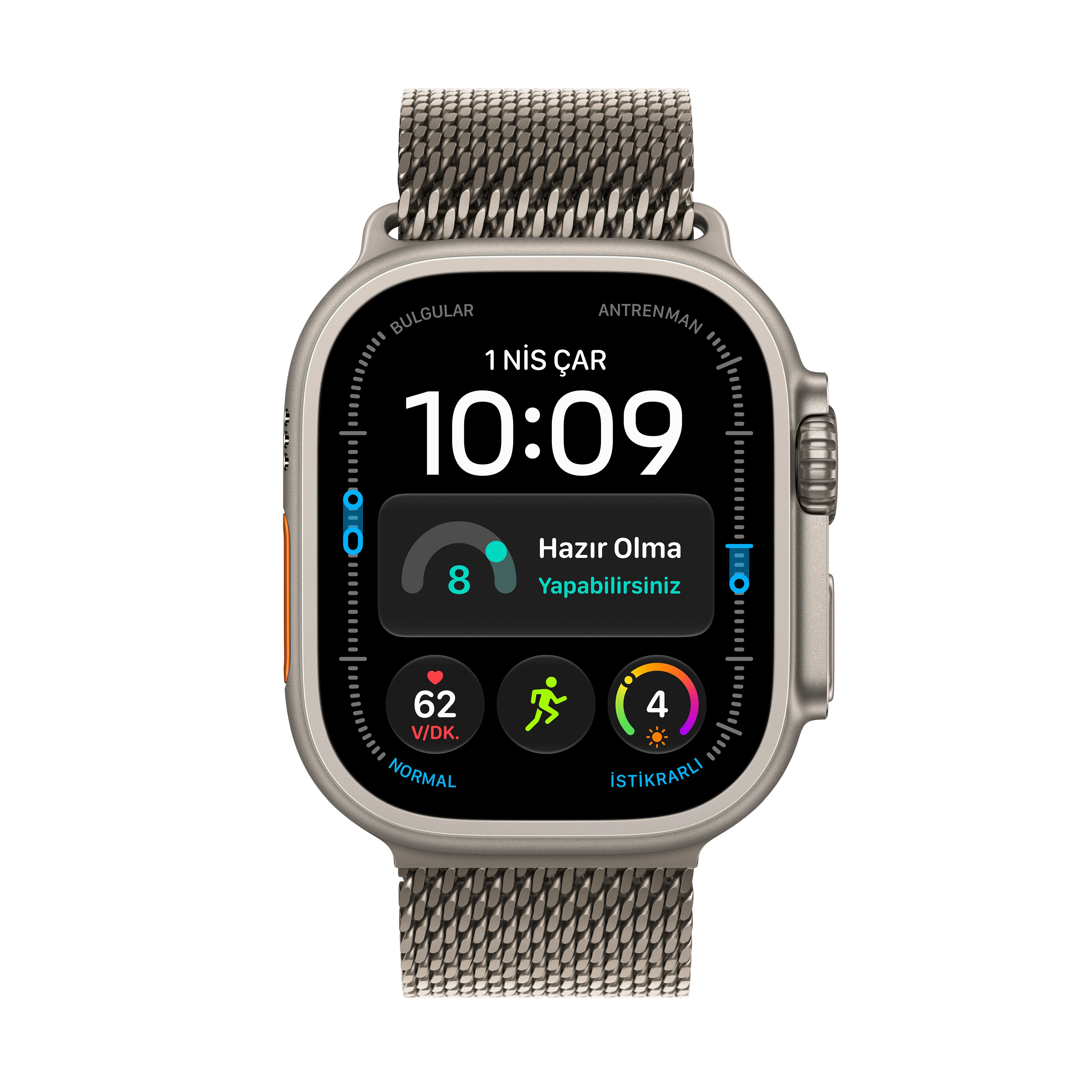 Apple Watch Ultra 4 GPS + Cellular 49mm Natürel Titanyum Kasa Natürel Titanyum Milano Loop Ekran