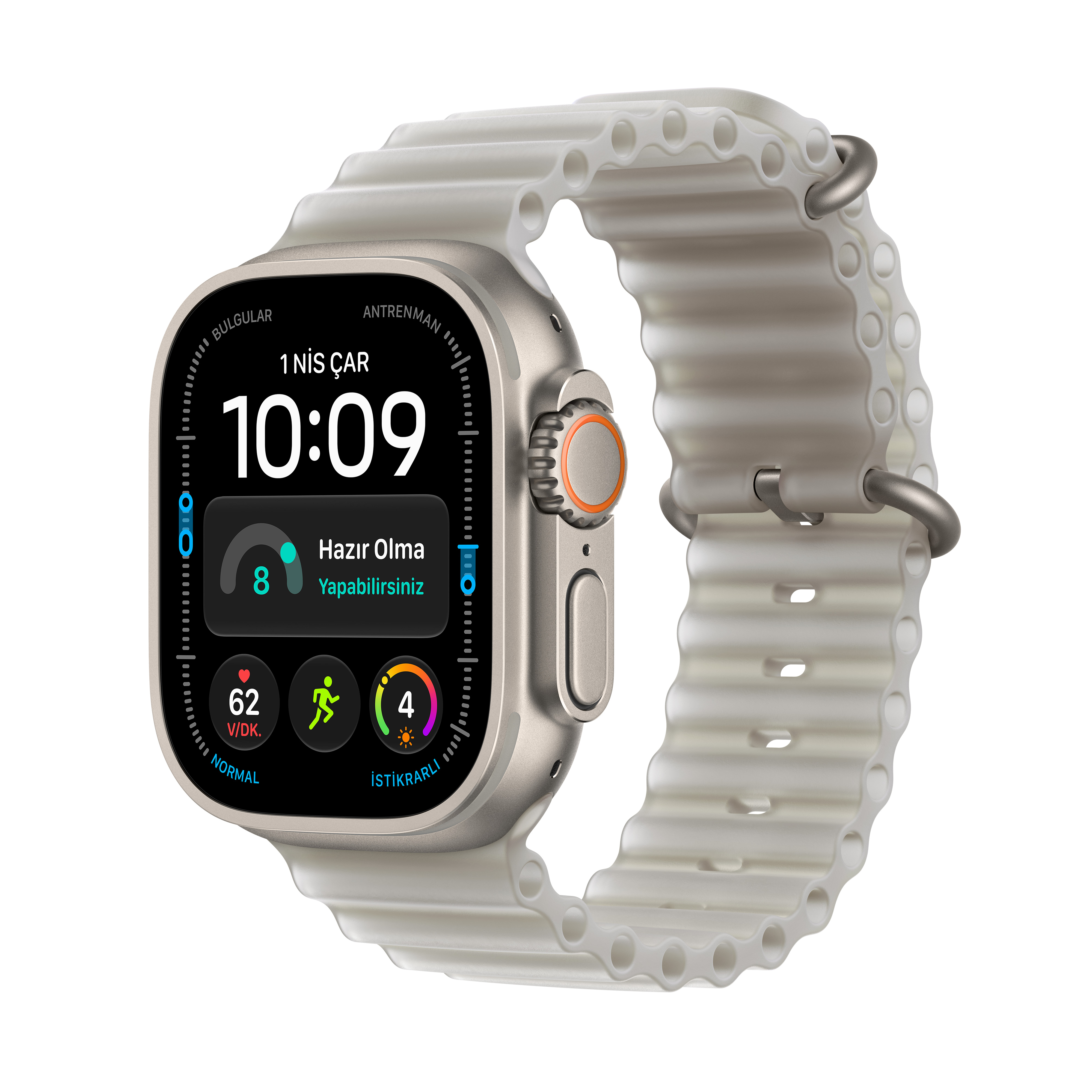 Apple Watch Ultra 4 GPS + Cellular 49mm Natürel Titanyum Kasa Buzlu Gri Ocean Kordon MJAD4TU/A