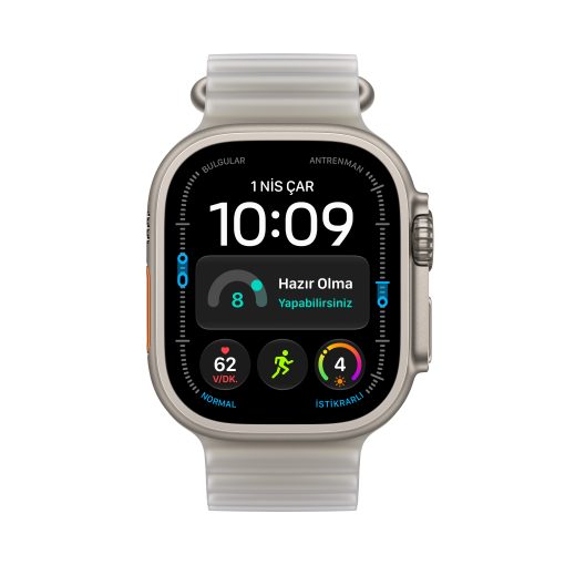 Apple Watch Ultra 4 GPS + Cellular 49mm Natürel Titanyum Kasa Buzlu Gri Ocean Kordon Ekran