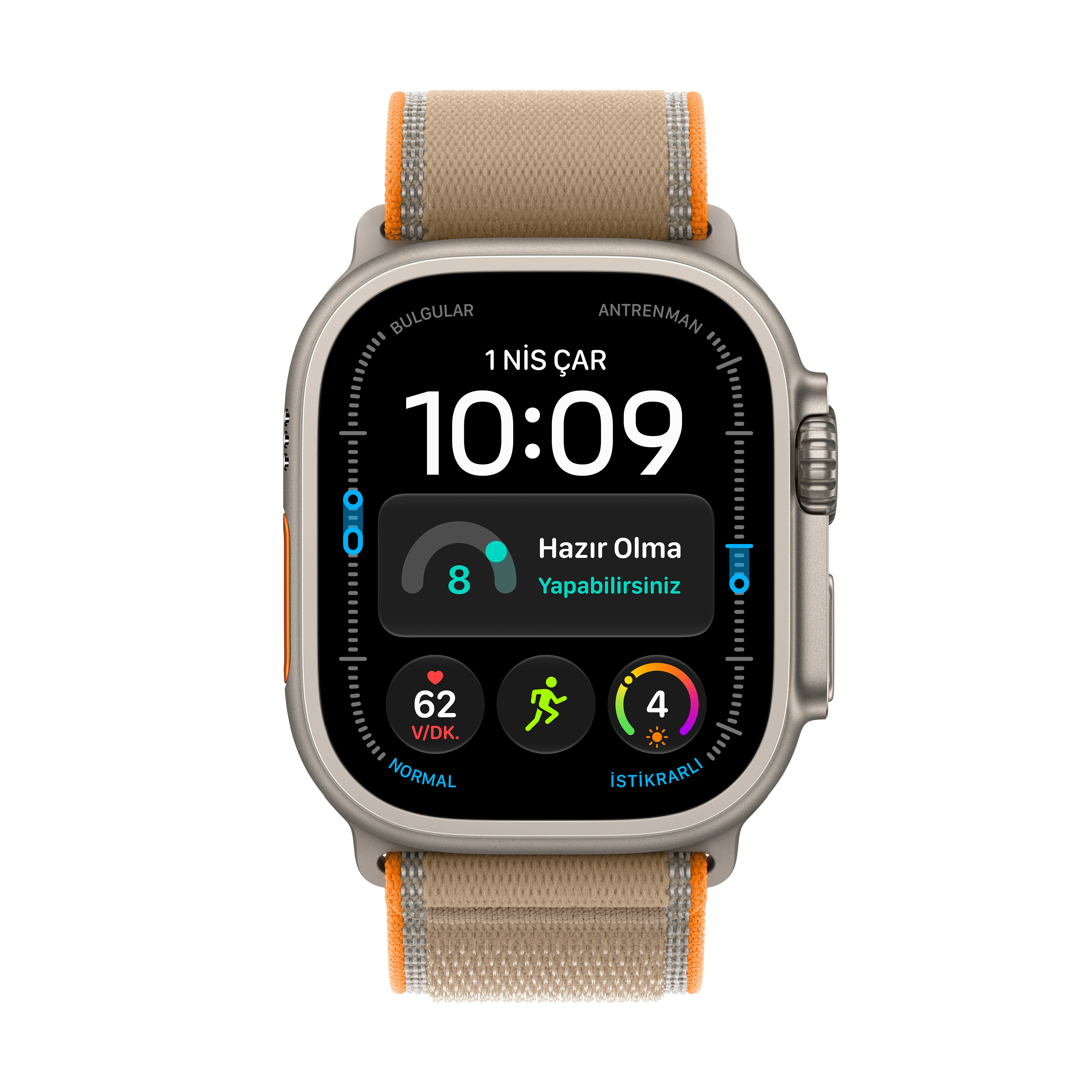 Apple Watch Ultra 4 GPS + Cellular 49mm Natürel Titanyum Kasa Kum Beji Trail Loop Ekran