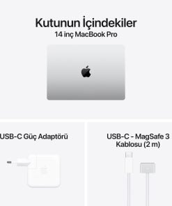 MacBook Pro 14 inc M6 Gümüş Kutu İçeriği