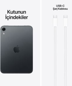 iPad mini A20 Pro Wi‑Fi + Cellular Gece Yarısı Kutu İçeriği