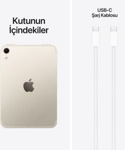 iPad mini A20 Pro Wi‑Fi + Cellular Yıldız Işığı Kutu İçeriği